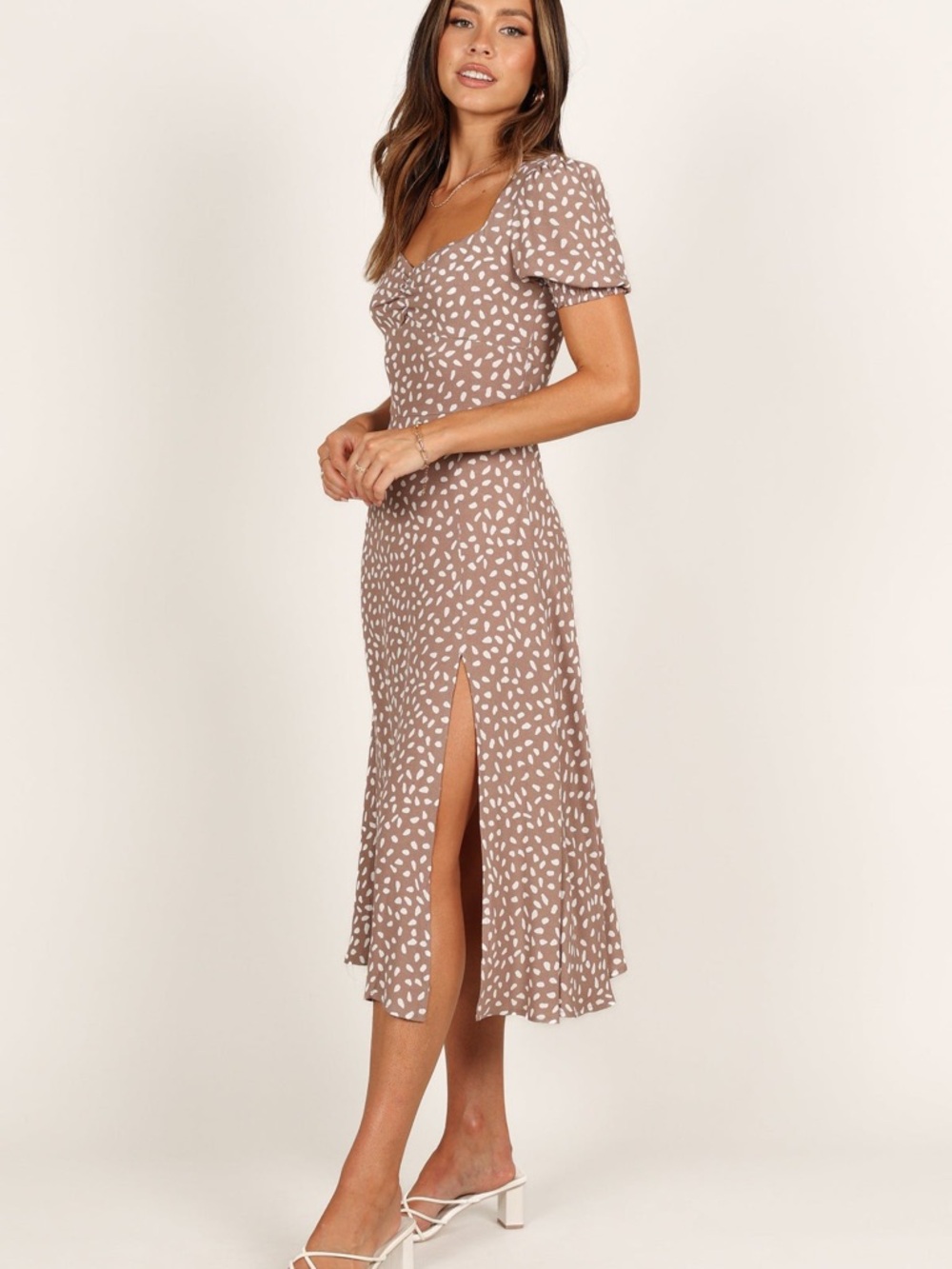 Petal & Pup Mauve Dot Midi Dress - Picture 2 of 13